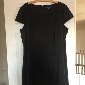 Black cap sleeve dress black with black polka dots